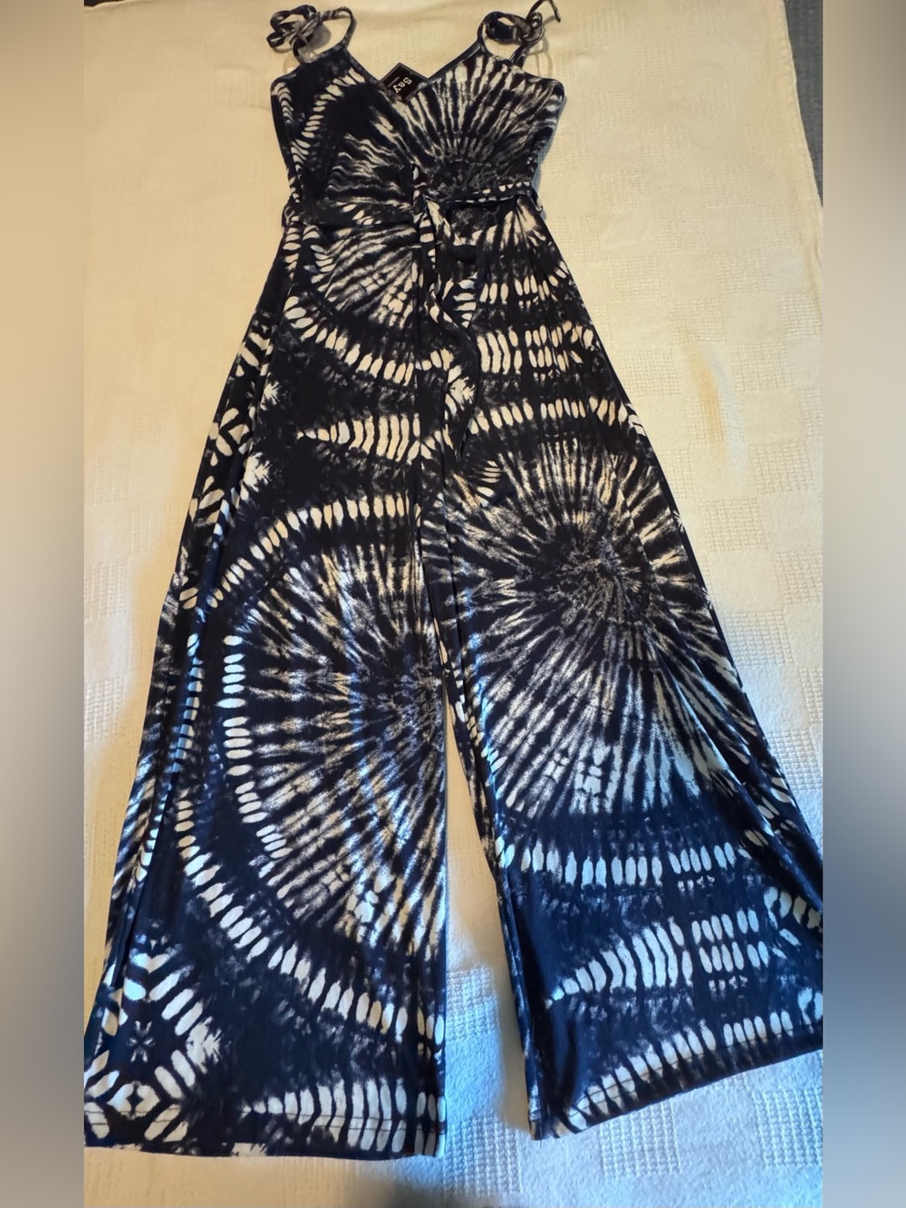 Say What? Black & White Tie-Dye Wide Leg Jumpsuit